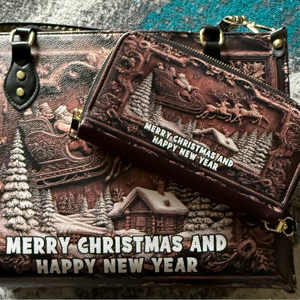 Christmas Themed Handbag and Wallet Set